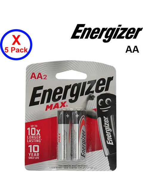 5 Pack Of 2-Piece AA Battery multicolour