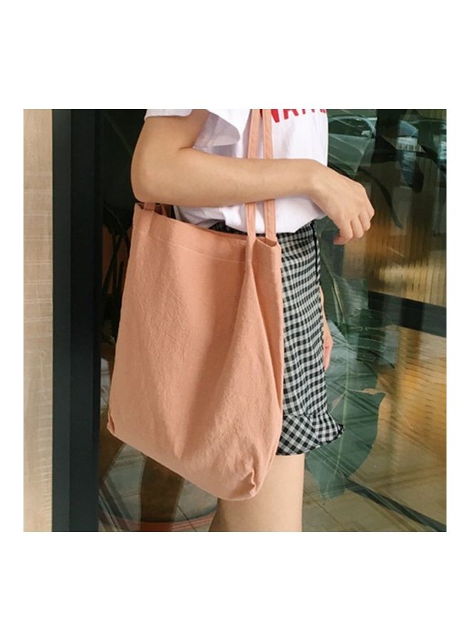 حقيبة تسوق من القماش الكتاني وردي - Image 2