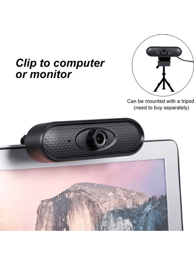 كاميرا ويب منزلية لتسجيل الفيديو بدقة عالية الوضوح 1080P مزودة بمنفذ USB وميكروفون مدمج لأجهزة اللابتوب وأجهزة الكمبيوتر أسود - Image 5