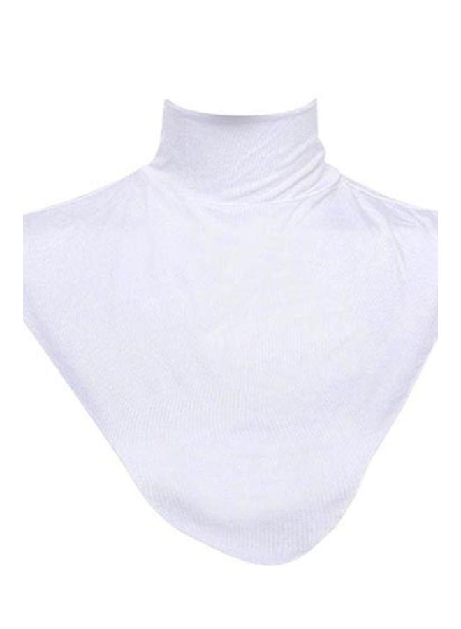 Women's Modal False Collar Hijab Moslem Islamic Pure Color Neck Cover Loop Scarf White  - Image 1