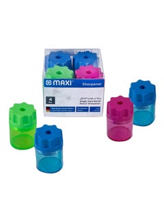 Maxi 4-Piece Single Hole Sharpner Box Blue/Pink/Green  - Image 1