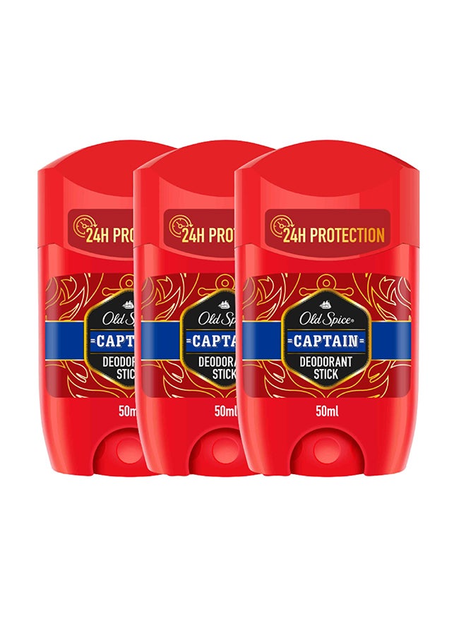 Old Spice Captain Deodorant Stick, Pack of 3 50ml  - Image 1