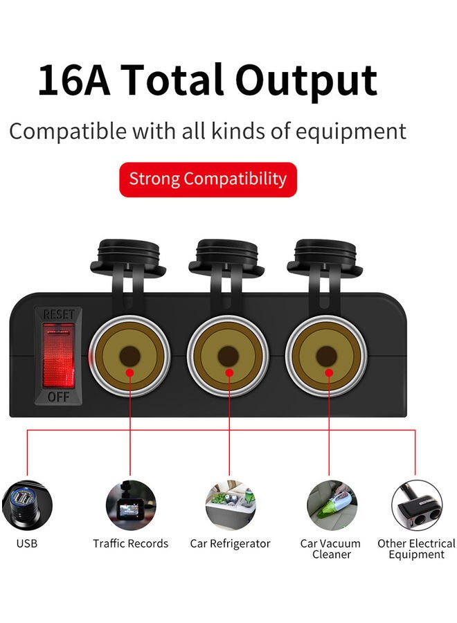DC12-24V 120W 3 Way Switching Power Supply Base With Circuit Breaker Adapter 18AWG, Overload Protection Switch - Image 3
