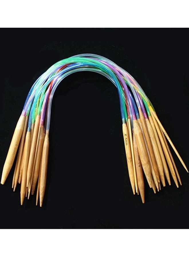 18 Pieces Of Tube Circular Carbonized Bamboo Knitting Needle Pins Multicolor - Image 2