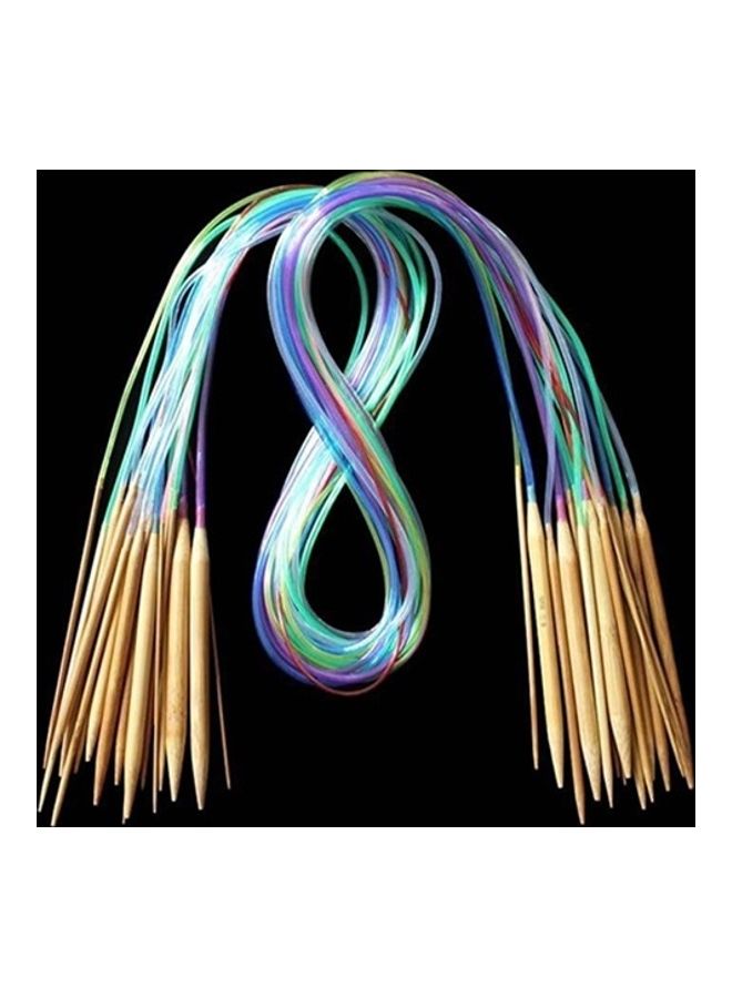 18 Pieces Of Tube Circular Carbonized Bamboo Knitting Needle Pins Multicolor - Image 1