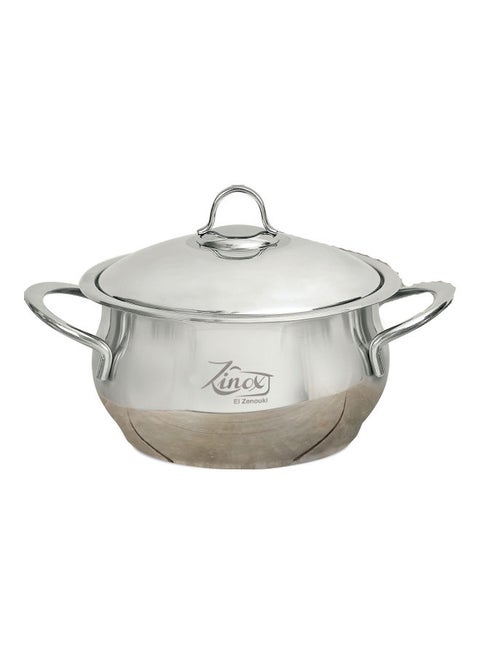 Curvy Stainless Steel Cooking Pot With Lid Silver 16cm