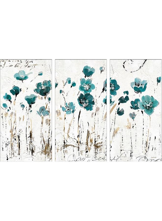 Fast Print 3-Piece Floral & Botanical Design Framed Vinyl Tableau Multicolor 100x150cm