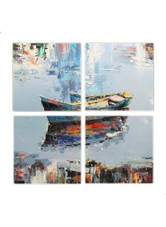 Fast Print 4-Piece Contemporary Design Framed Vinyl Tableau Multicolor 40x40cm