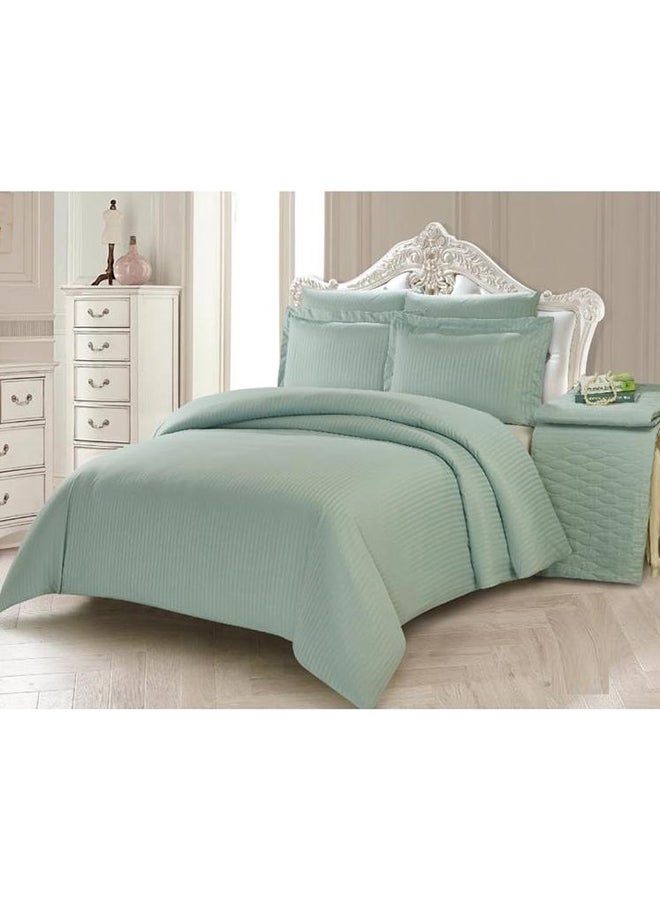 Unique Home 6-piece  Luxury  Stripe Comforter Set King Microfiber Blue 