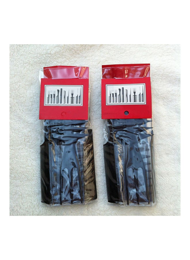 10 Pieces Pro Salon Hair Styling Hairdressing Plastic Barbers Brush Combs Set Black 22.4x7.65x2.9cm - Image 3