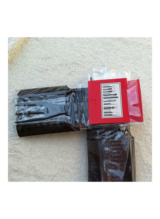 10 Pieces Pro Salon Hair Styling Hairdressing Plastic Barbers Brush Combs Set Black 22.4x7.65x2.9cm - Image 4