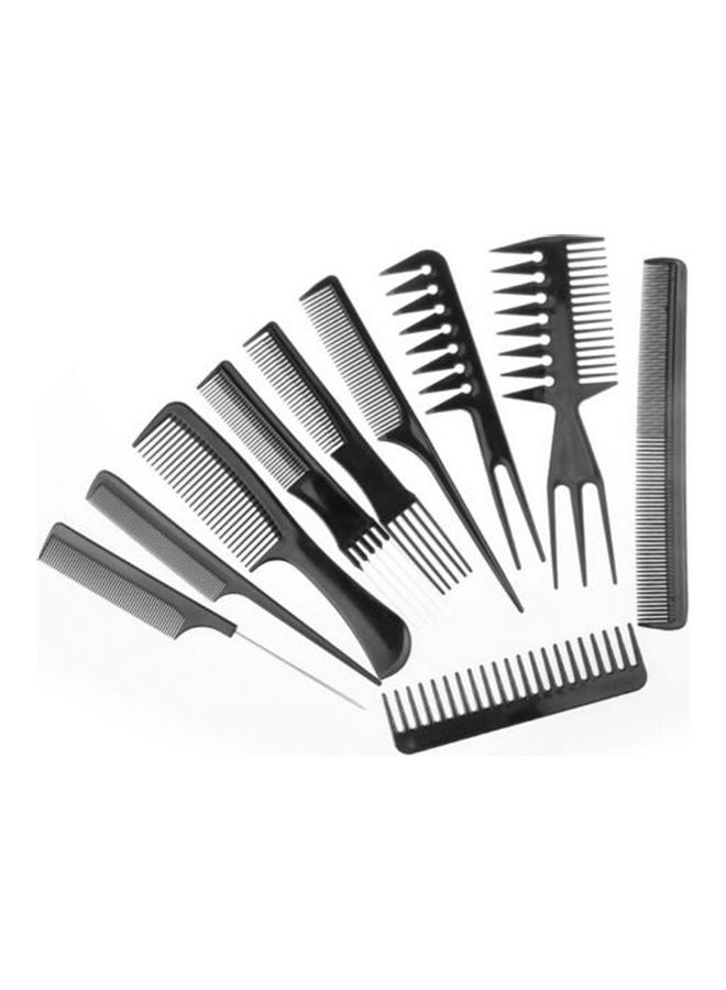 10 Pieces Pro Salon Hair Styling Hairdressing Plastic Barbers Brush Combs Set Black 22.4x7.65x2.9cm - Image 5