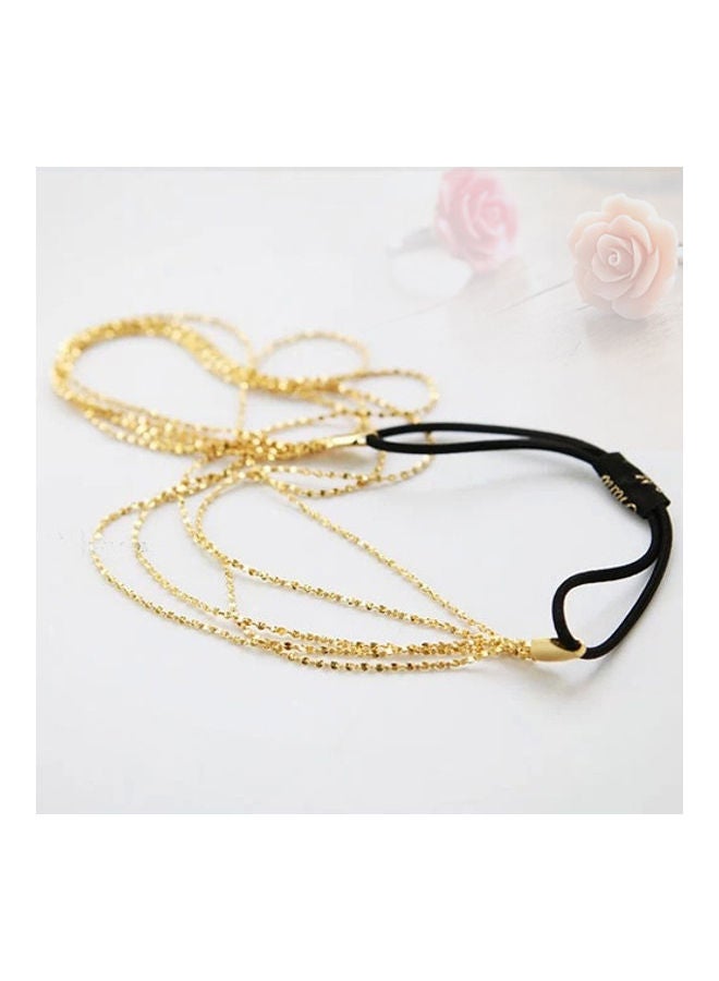 Generic Multilayer Metallic Chain Elastic Band Hair Band Headband Women Hoop Headpiece Golden 26.35x3.95x0.2cm - Image 5