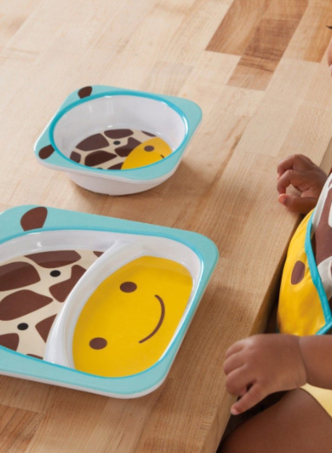 Zoo Melamine Giraffe Feeding Plate And Bowl Set - Multicolour