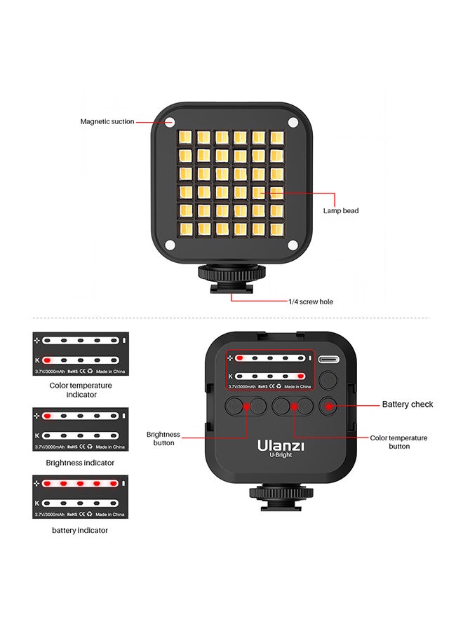 Ulanzi U-Bright Pocket Rechargeable LED Black 10.50x4.00x8.00cm - Image 3