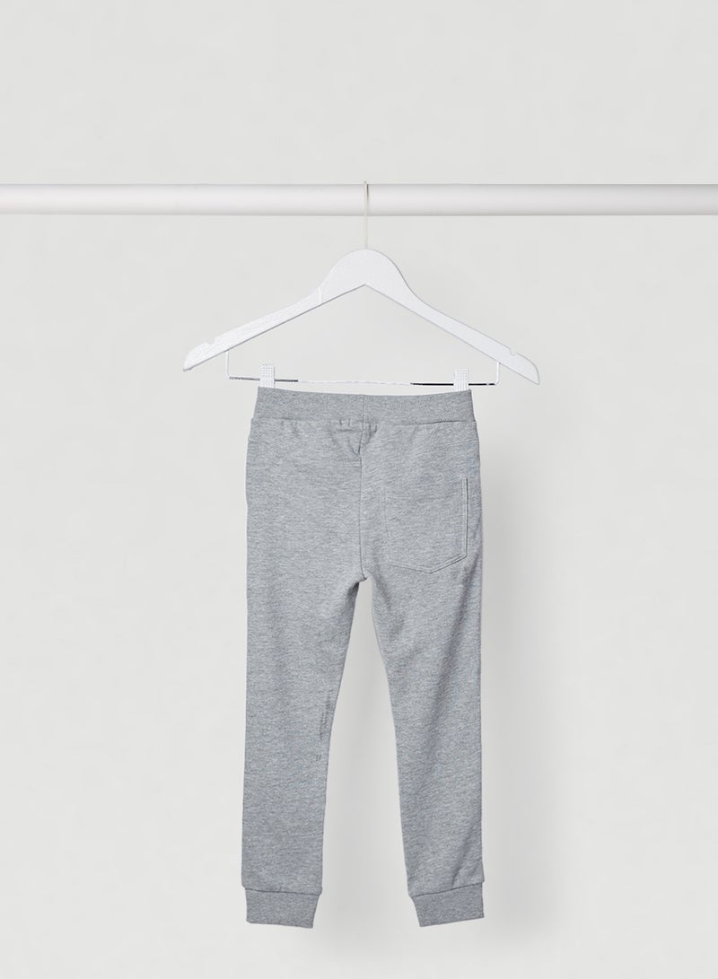 NAME IT - Kids Text Print Sweatpants Grey Melange - Image 1