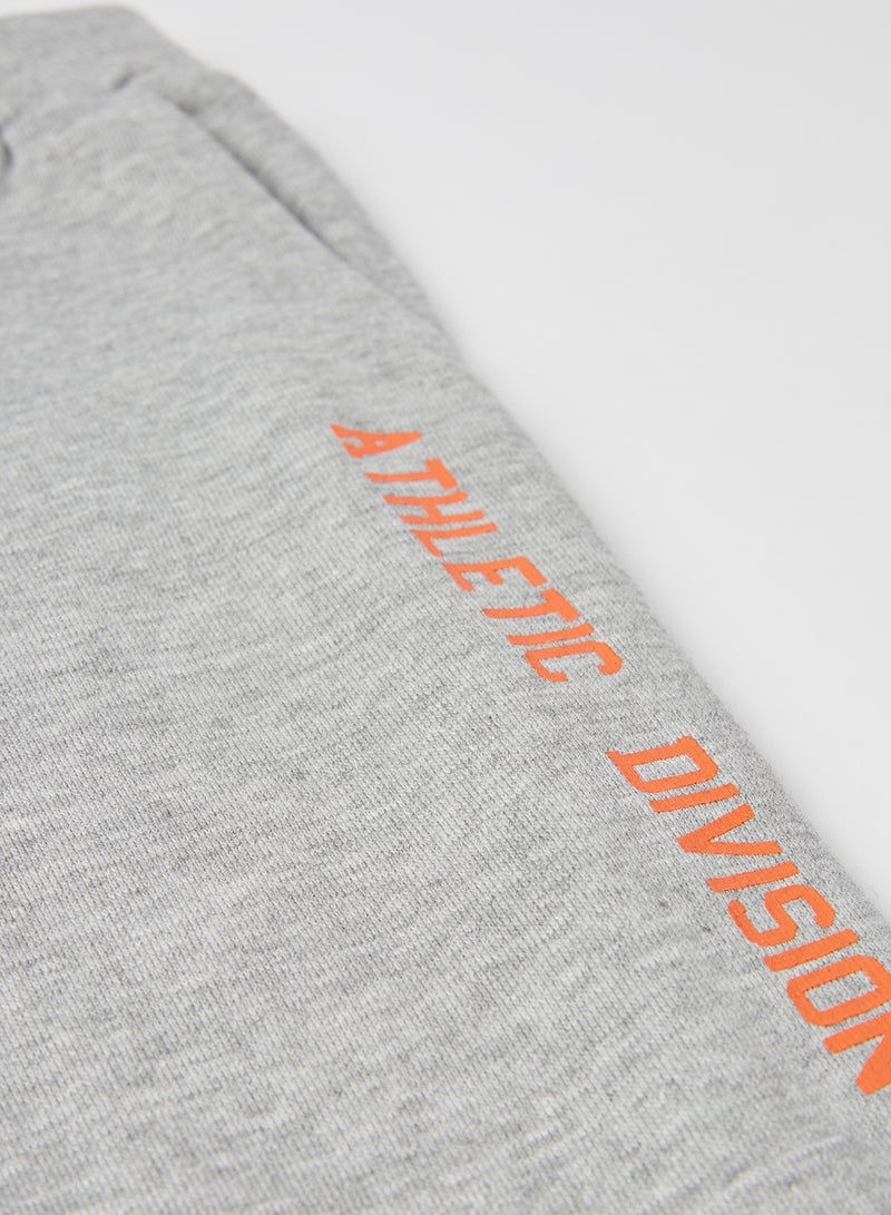 NAME IT - Kids Text Print Sweatpants Grey Melange - Image 1