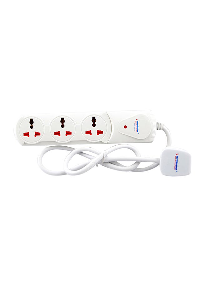 3 Way Universal Extension Socket With Indicator White 3meter