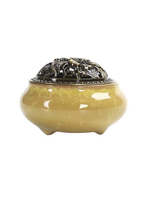 Ceramic Incense Burner Yellow 10x7.4x7.2cm