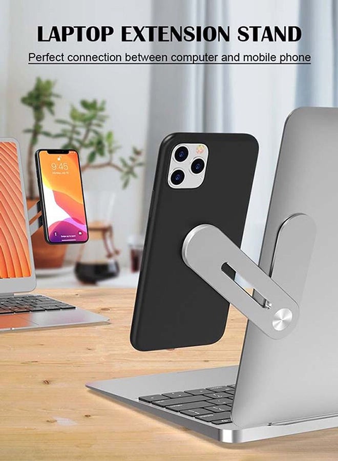Generic - Universal Aluminum Side Mount Magnetic Rotatable Cell Phone Mount For Laptop Screen Silver - Image 1