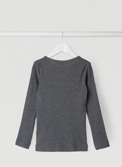 NAME IT Kids Long Sleeve Slim Top Dark Grey Melange