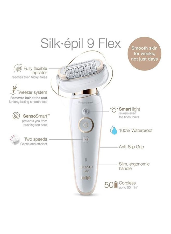 براون سيلك-إبيل 9 جهاز إزالة الشعر فليكس 9-002 مع استخدام سلكي ولاسلكي لإزالة الشعر الرطب والجاف برأس مرن لإزالة الشعر بسهولة - Image 2