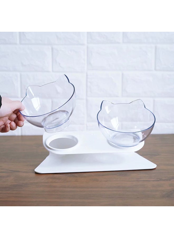 2-Piece Cat Bowl White/Transparent 27.5x13.5x8centimeter - Image 3