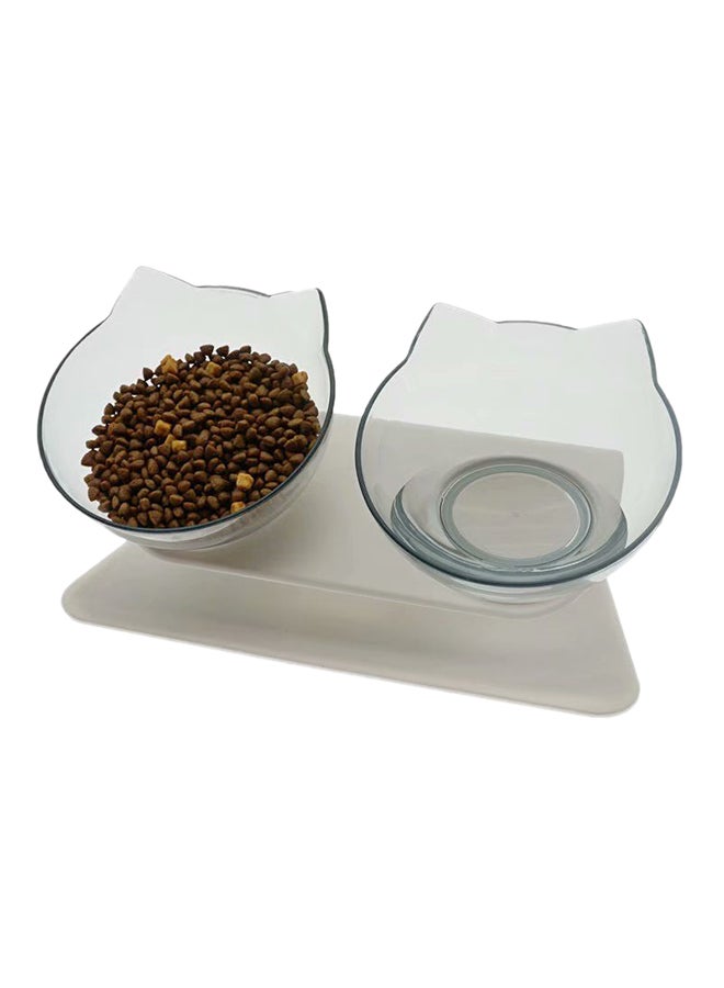 2-Piece Cat Bowl White/Transparent 27.5x13.5x8centimeter - Image 4
