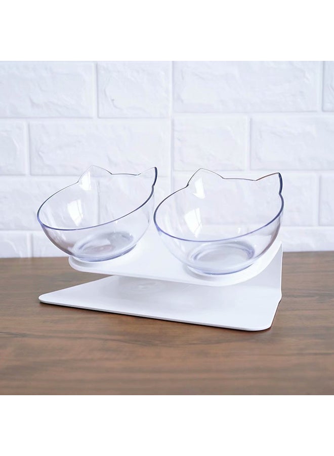 2-Piece Cat Bowl White/Transparent 27.5x13.5x8centimeter - Image 2