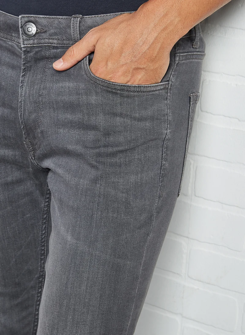 PRODUKT Washed Regular Fit Jeans Light Grey Denim