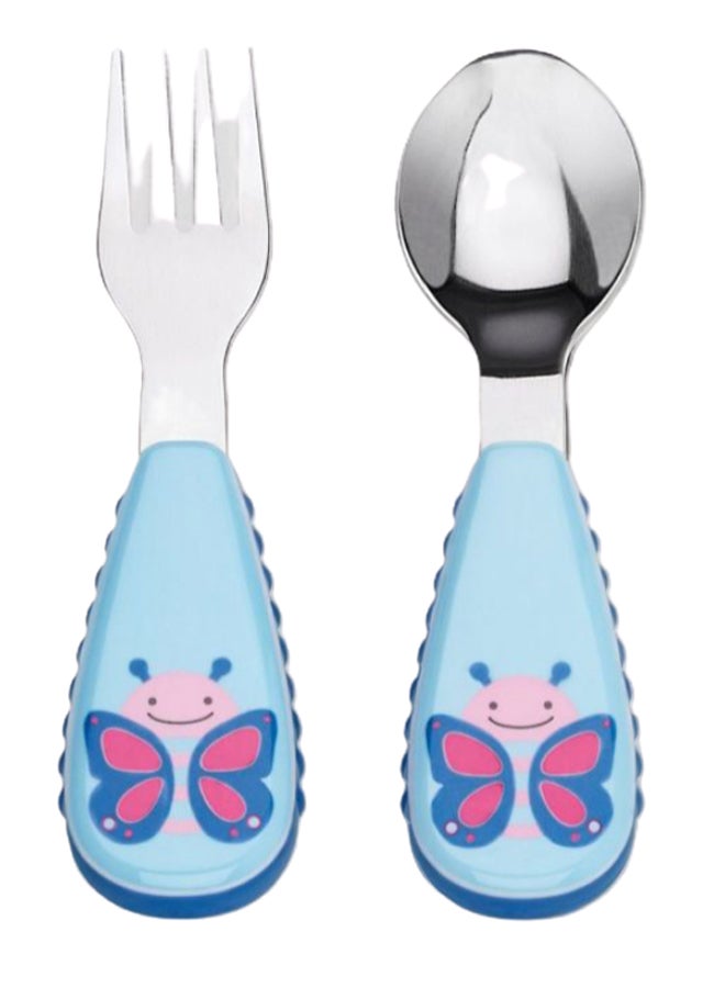 Skip Hop - Zoo - Tensil Little Kid Fork And Spoon, Butterfly - Image 1