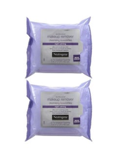 Neutrogena Pack Of 2 Night Calming Makeup Remover Cleansing Towelettes White  - Image 1
