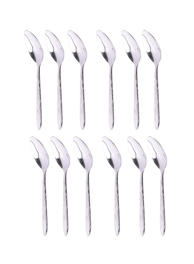 طقم ملاعق صغيرة - 12 قطعة فضي 14x4x2سم - Image 1
