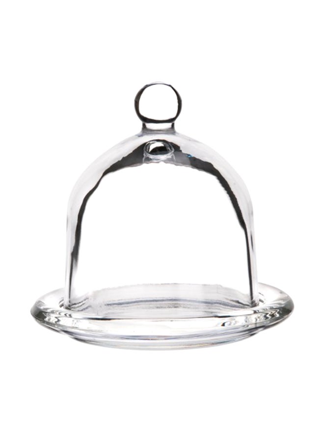 Generic Glass Dome Bell Jar With Plate Clear 13x11x12.5cm  - Image 1