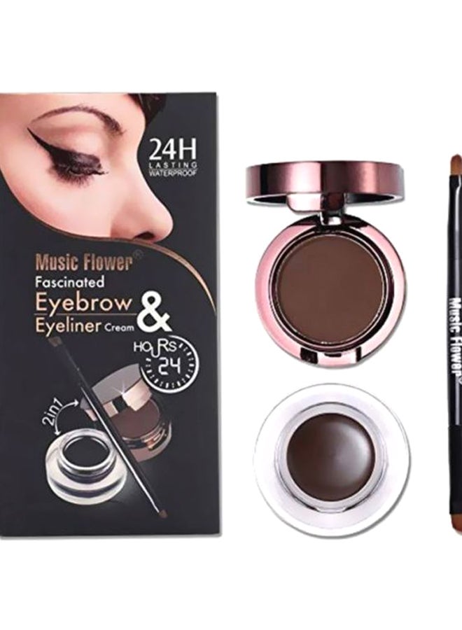 Music Flower 2-In-1 Long-Lasting Gel Eye Liner And Eyebrow Powder Brown/Black  - Image 2