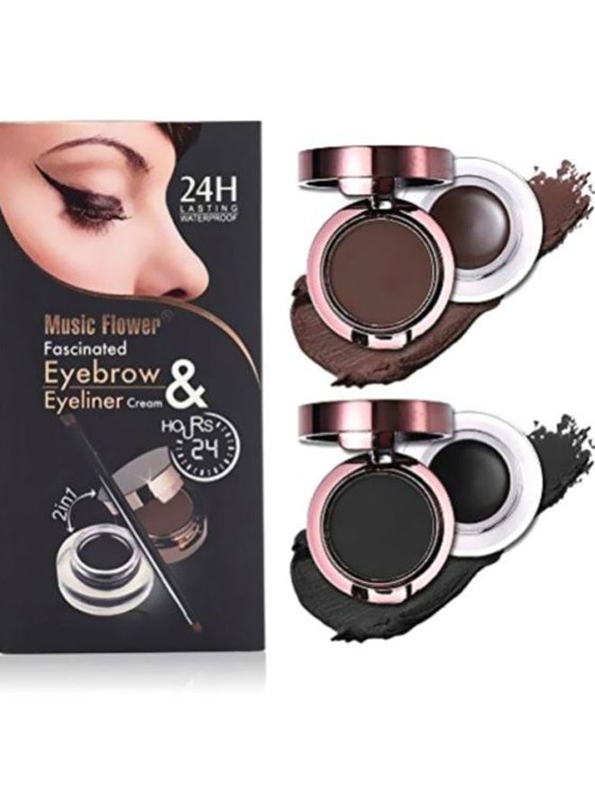 Music Flower 2-In-1 Long-Lasting Gel Eye Liner And Eyebrow Powder Brown/Black  - Image 3