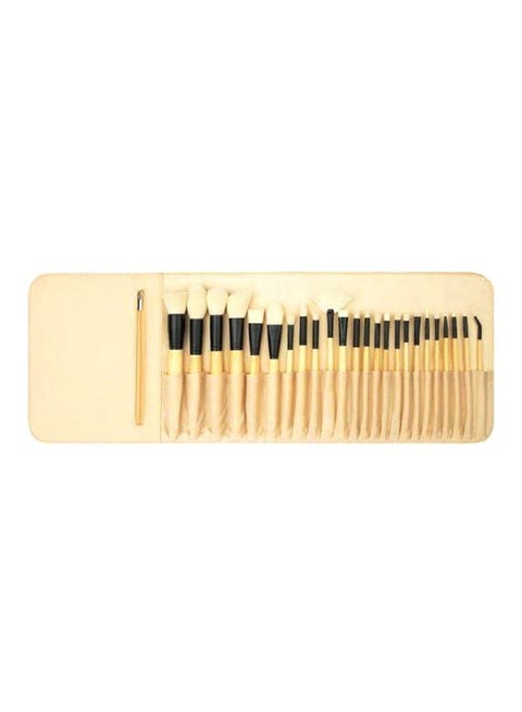 24-Piece Elite Makeup Brush Set Beige/Black