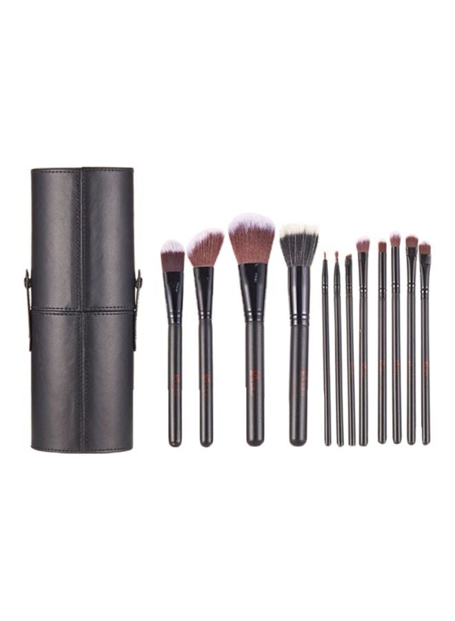 De Bela 18 12-Piece Covered Cup Brush Set Black/Brown/White - Image 1