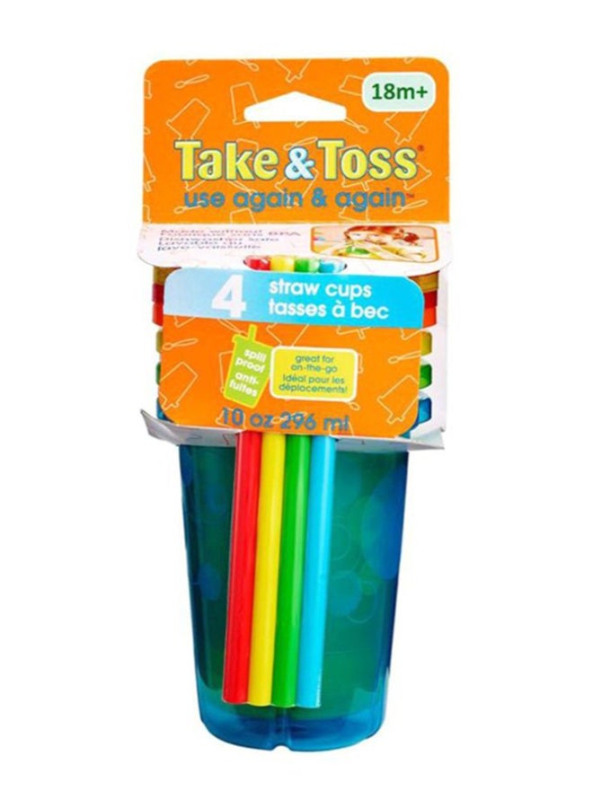 the FIRST years - Take And Toss Sipper Cups With Straw, Pack Of 4, 10Oz - Multicolour - Image 1