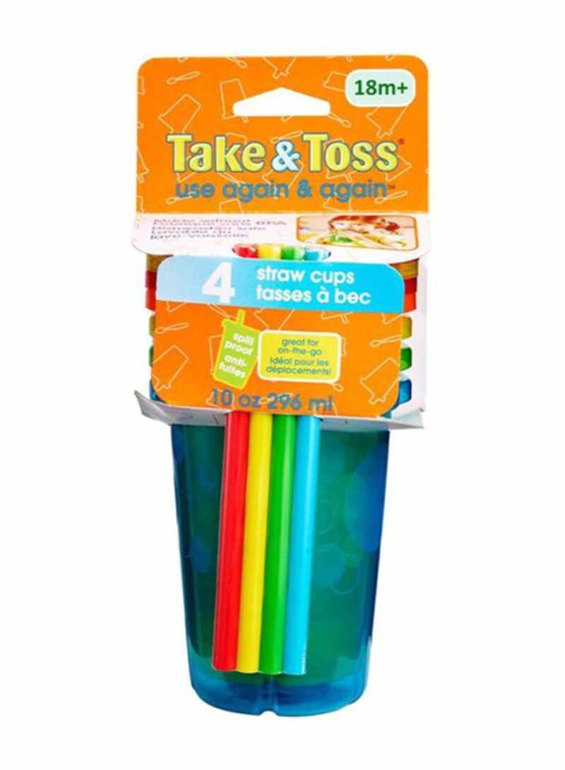 the FIRST years - Take And Toss Sipper Cups With Straw, Pack Of 4, 10Oz - Multicolour - Image 1