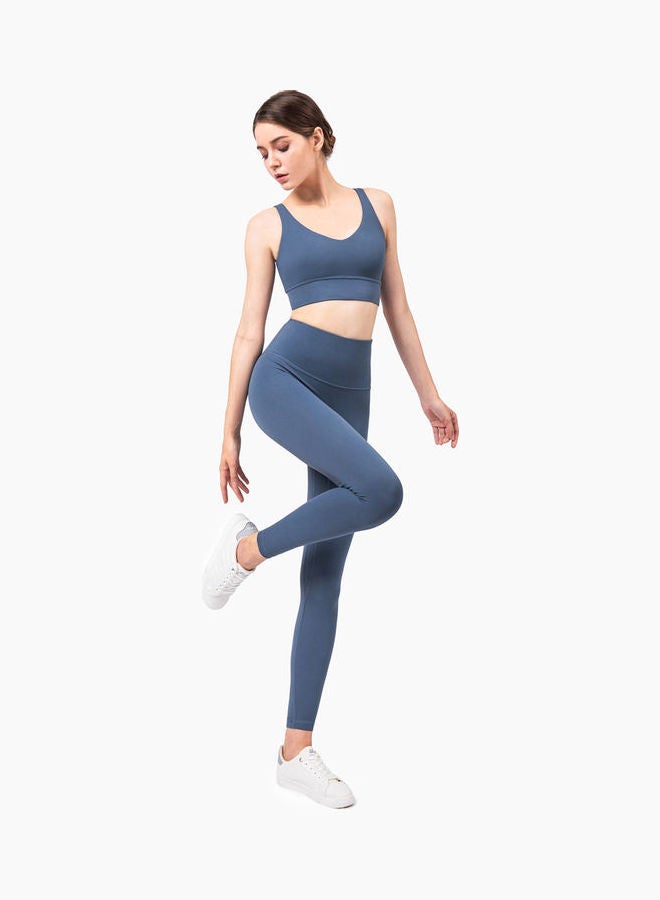 General Sports Fitness High Waist Buttocks Yoga Pants Blue  - Image 3