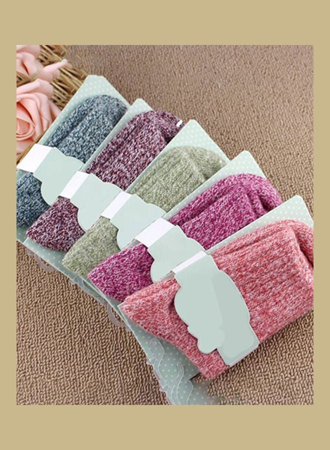 Generic - 5 Pairs Women Winter Thick Warm Soft Woolen Yarn Solid Casual Sports Socks multicolour - Image 1
