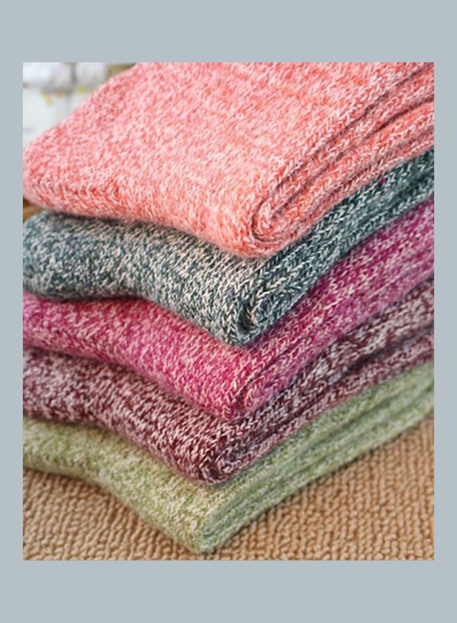Generic - 5 Pairs Women Winter Thick Warm Soft Woolen Yarn Solid Casual Sports Socks multicolour - Image 1