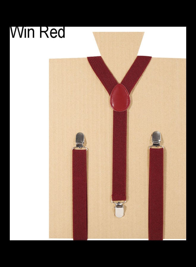 Generic Unisex Elastic Y-Shape Braces Men's Women's Adjustable Clip-on Suspenders Dark Red  - Image 1