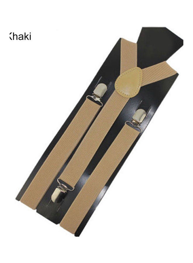 Generic Unisex Elastic Y-Shape Braces Men's Women's Adjustable Clip-on Suspenders Khaki  - Image 1
