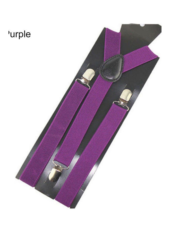 Unisex Elastic Y-Shape Braces Men's Women's Adjustable Clip-on Suspenders Purple  - Image 1