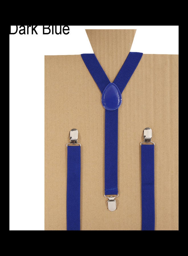 Unisex Elastic Y-Shape Braces Men's Women's Adjustable Clip-on Suspenders Dark Blue  - Image 1