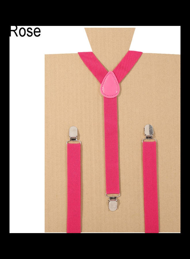 Unisex Elastic Y-Shape Braces Men's Women's Adjustable Clip-on Suspenders Rose - Image 1