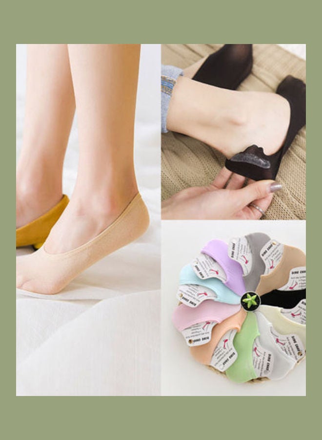 1 Pair Women Solid Color Anti-slip Boat Loafer Invisible Nylon Breathable Socks Pink - Image 2