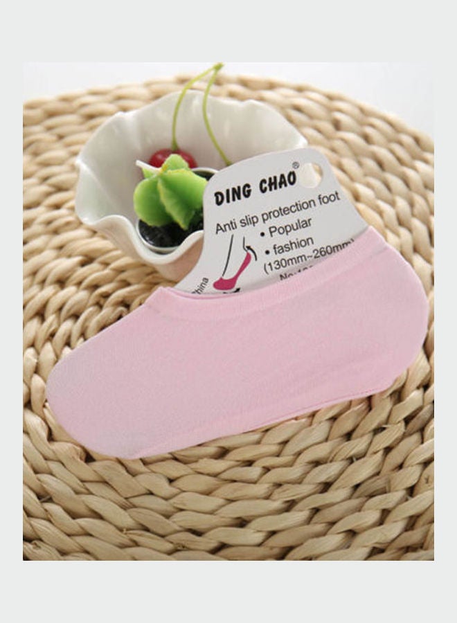 1 Pair Women Solid Color Anti-slip Boat Loafer Invisible Nylon Breathable Socks Pink - Image 1